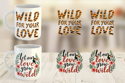 Mug Wrap Boho Jungle Love Tropical Valentine Quotes Sublimation artnoy 
