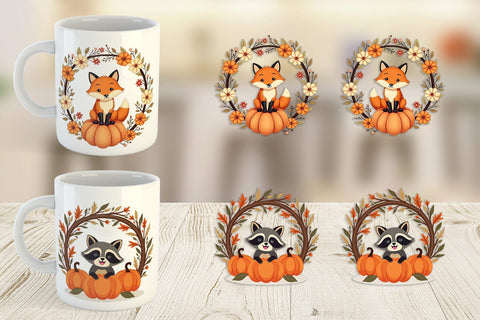 Mug Wrap Boho Pumpkin Critters Sublimation artnoy 