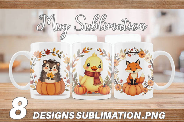 Mug Wrap Boho Pumpkin Critters Sublimation artnoy 