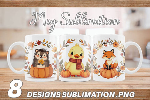 Mug Wrap Boho Pumpkin Critters Sublimation artnoy 