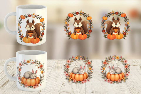 Mug Wrap Boho Pumpkin Critters Sublimation artnoy 