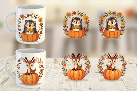 Mug Wrap Boho Pumpkin Critters Sublimation artnoy 