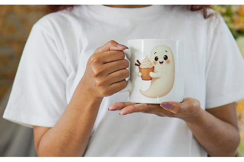 Mug Wrap Boho Pumpkin Ghosts Sublimation artnoy 