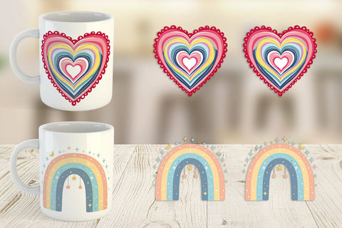 Mug Wrap Boho Rainbow Pastels Sublimation artnoy 