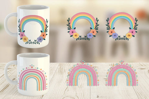Mug Wrap Boho Rainbow Pastels Sublimation artnoy 