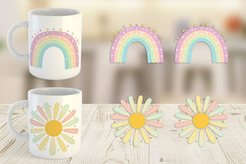 Mug Wrap Boho Rainbow Pastels Sublimation artnoy 