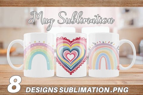 Mug Wrap Boho Rainbow Pastels Sublimation artnoy 