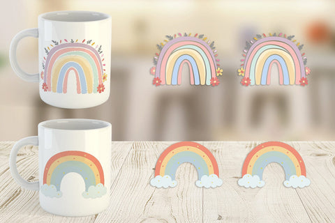 Mug Wrap Boho Rainbow Pastels Sublimation artnoy 