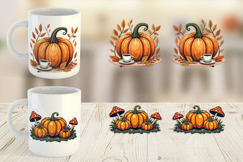 Mug Wrap Boho Retro Pumpkin Sublimation artnoy 