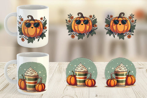 Mug Wrap Boho Retro Pumpkin Sublimation artnoy 