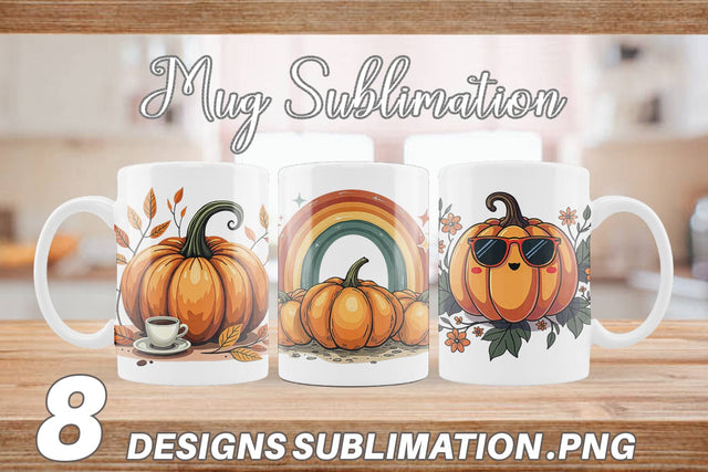 Mug Wrap Boho Retro Pumpkin Sublimation artnoy 