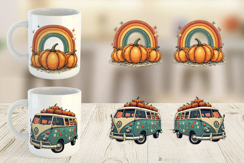 Mug Wrap Boho Retro Pumpkin Sublimation artnoy 
