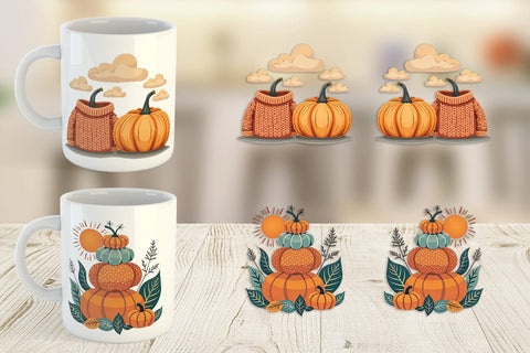 Mug Wrap Boho Retro Pumpkin Sublimation artnoy 