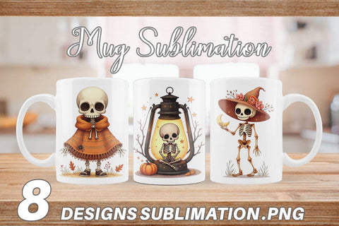 Mug Wrap Boho Skeleton Halloween Sublimation artnoy 
