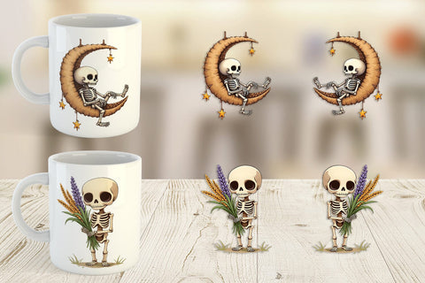 Mug Wrap Boho Skeleton Halloween Sublimation artnoy 