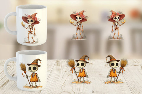 Mug Wrap Boho Skeleton Halloween Sublimation artnoy 