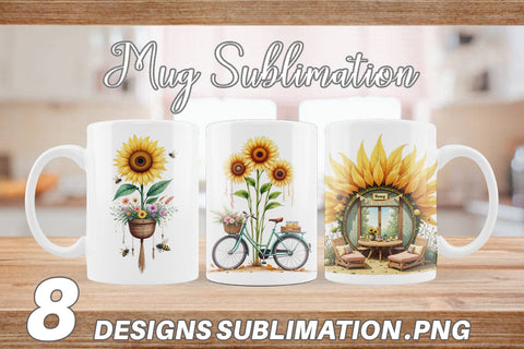 Mug Wrap Boho Sunflowers Sublimation artnoy 