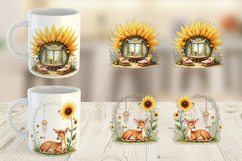 Mug Wrap Boho Sunflowers Sublimation artnoy 