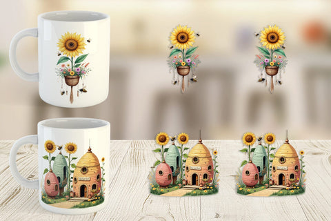 Mug Wrap Boho Sunflowers Sublimation artnoy 