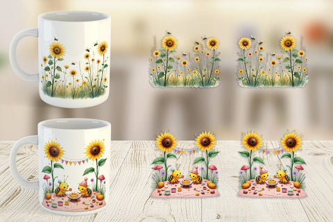 Mug Wrap Boho Sunflowers Sublimation artnoy 