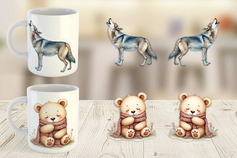 Mug Wrap Boho Winter Animals Sublimation artnoy 