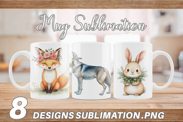 Mug Wrap Boho Winter Animals Sublimation artnoy 