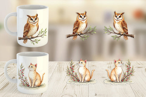 Mug Wrap Boho Winter Animals Sublimation artnoy 