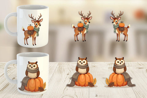 Mug Wrap Boho Woodland Animals Sublimation artnoy 