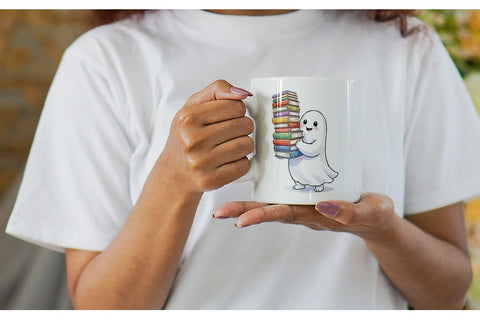Mug Wrap Bookish Librarian Ghost Art Sublimation artnoy 