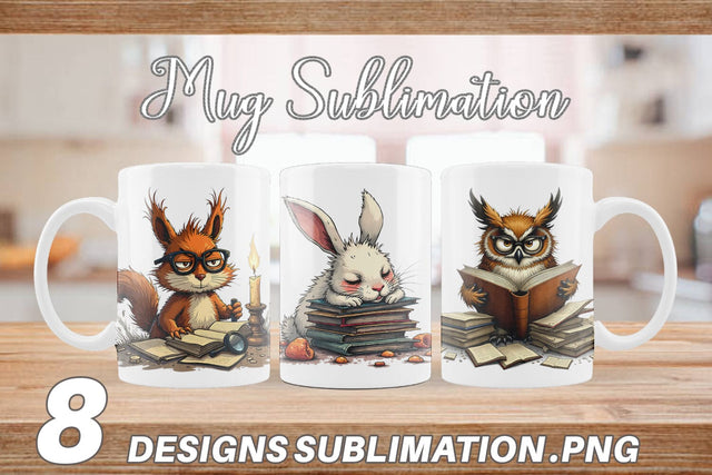 Mug Wrap Bookworm Critters Sublimation artnoy 
