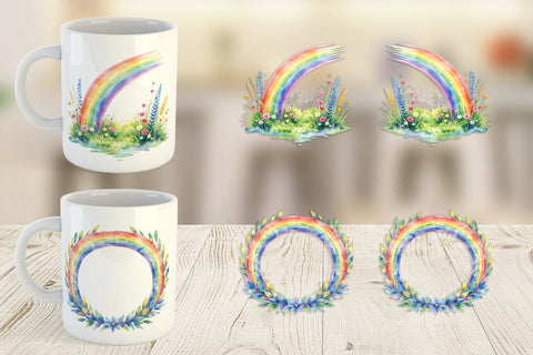 Mug Wrap Botanical Boho Rainbow Sublimation artnoy 