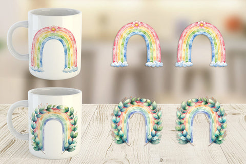 Mug Wrap Botanical Boho Rainbow Sublimation artnoy 