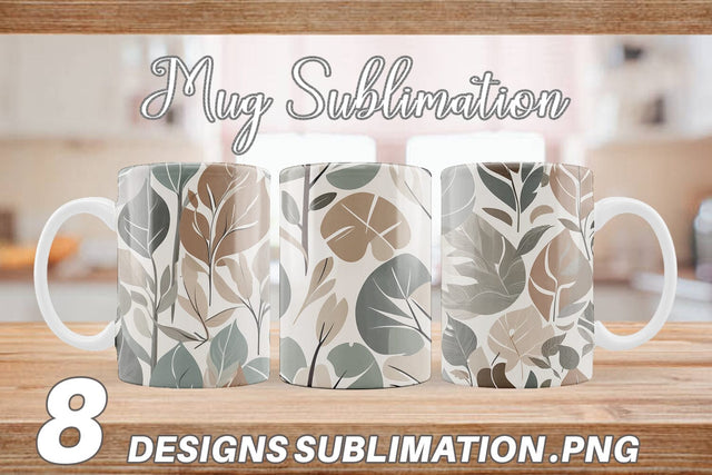 Mug Wrap Botanical Elements Pattern Sublimation artnoy 