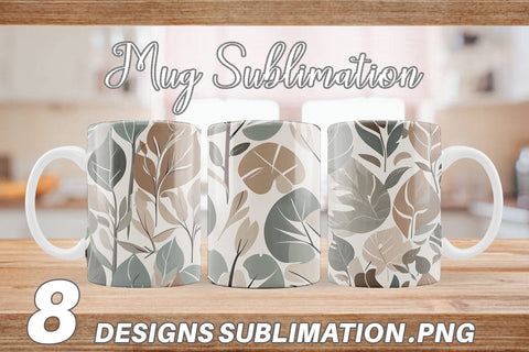 Mug Wrap Botanical Elements Pattern Sublimation artnoy 
