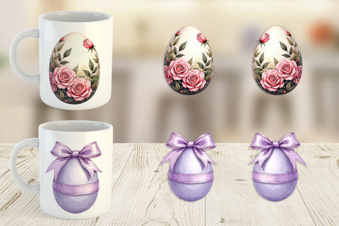 Mug Wrap Botanical Floral Easter Eggs Watercolor Sublimation artnoy 
