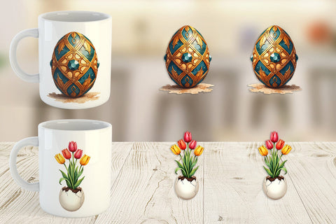 Mug Wrap Botanical Floral Easter Eggs Watercolor Sublimation artnoy 