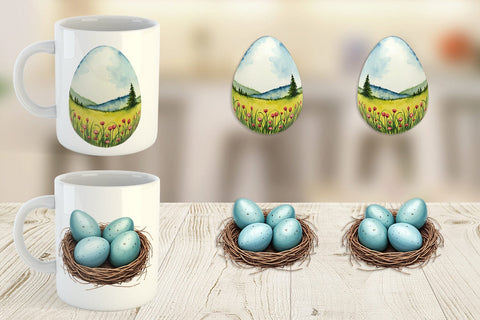 Mug Wrap Botanical Floral Easter Eggs Watercolor Sublimation artnoy 