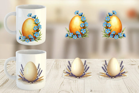 Mug Wrap Botanical Floral Easter Eggs Watercolor Sublimation artnoy 