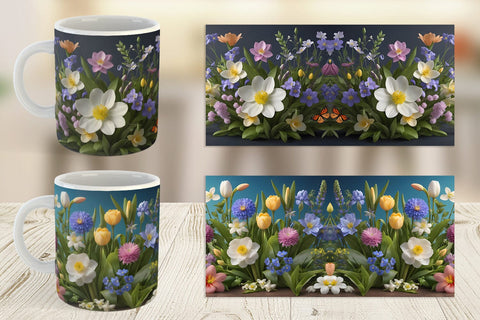 Mug Wrap Botanical Spring Flowers Sublimation artnoy 