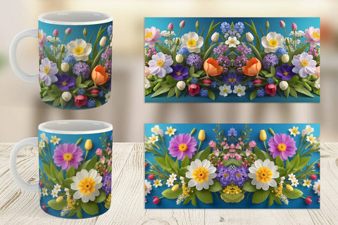 Mug Wrap Botanical Spring Flowers Sublimation artnoy 