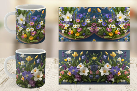 Mug Wrap Botanical Spring Flowers Sublimation artnoy 