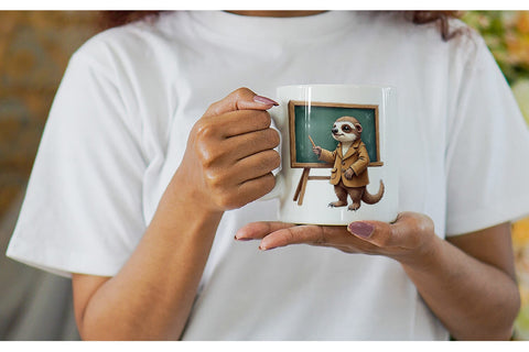 Mug Wrap Brainy Buddies Scholarly Animals Watercolor Sublimation artnoy 