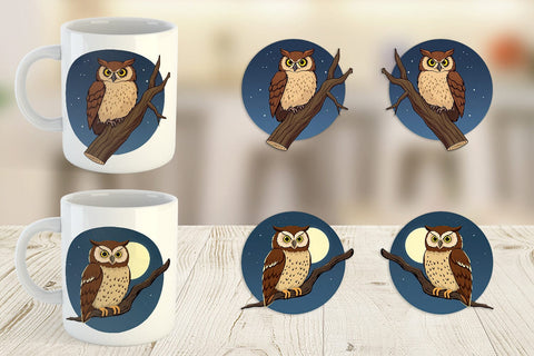 Mug Wrap Branch Owl Sublimation artnoy 