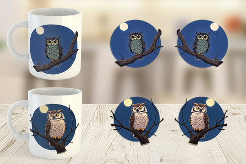 Mug Wrap Branch Owl Sublimation artnoy 
