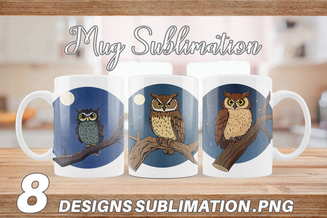 Mug Wrap Branch Owl Sublimation artnoy 
