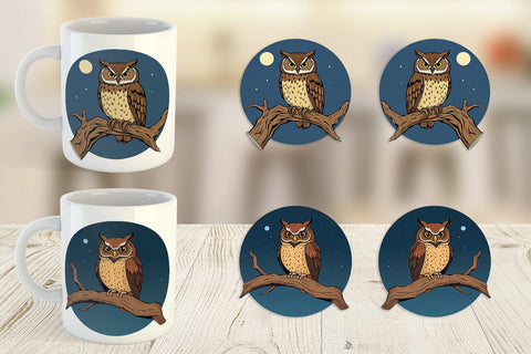 Mug Wrap Branch Owl Sublimation artnoy 