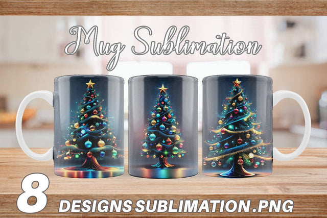 Mug Wrap Bright Christmas Tree Sublimation artnoy 