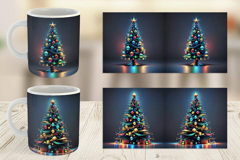 Mug Wrap Bright Christmas Tree Sublimation artnoy 