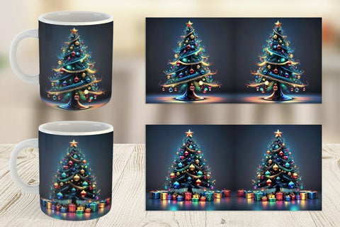 Mug Wrap Bright Christmas Tree Sublimation artnoy 