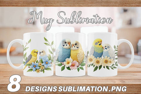 Mug Wrap Budgerigar Embroidery Sublimation artnoy 